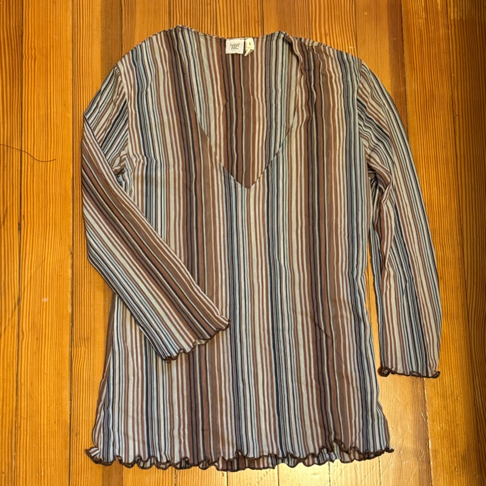 Sweet Pea Brown and White Striped Top